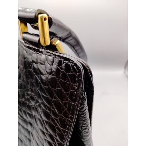 Retta Wolff Vintage Croc Embossed Leather Bag-Made in Italy Dark Brown Dust Bag - Picture 11 of 16